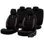 Universele Stoffen/Leder Stoelhoezenset 'Limited' Zwart + Rode stiksels - 11-delig - geschikt voor Side-Airbags