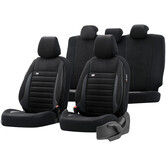 Universele Velours/Stoffen Stoelhoezenset 'Royal' Zwart - 11-delig - geschikt voor Side-Airbags