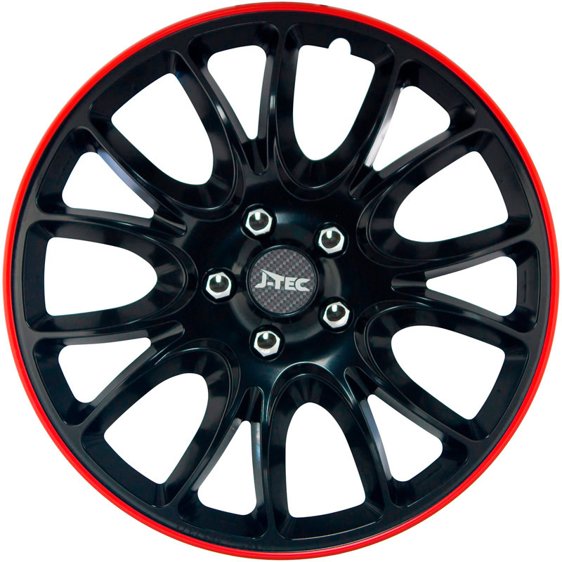 J-Tec 4-Delige J-Tec Wieldoppenset Hero GTR 15-inch zwart/rode rand