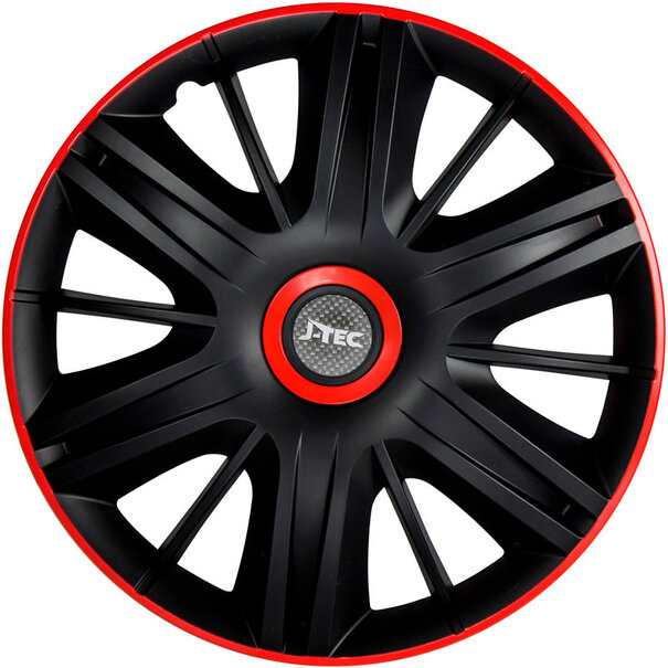 J-Tec 4-Delige J-Tec Wieldoppenset Maximus 15-inch zwart/rood