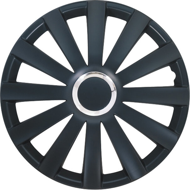 AutoStyle 4-Delige Wieldoppenset Spyder 17-inch zwart + chroom ring