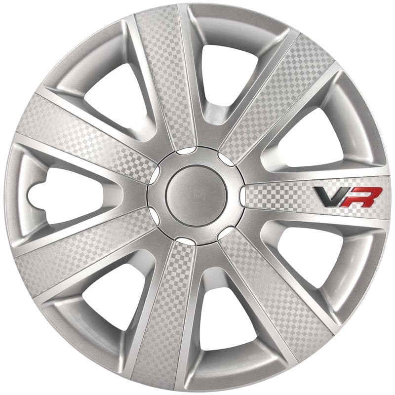 AutoStyle 4-Delige Wieldoppenset VR 14-inch zilver/carbon-look/logo