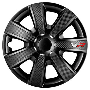 4-Delige Wieldoppenset VR 14-inch zwart/carbon-look/logo