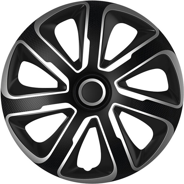 AutoStyle 4-Delige Wieldoppenset Livorno 15-inch zilver/zwart carbon-look