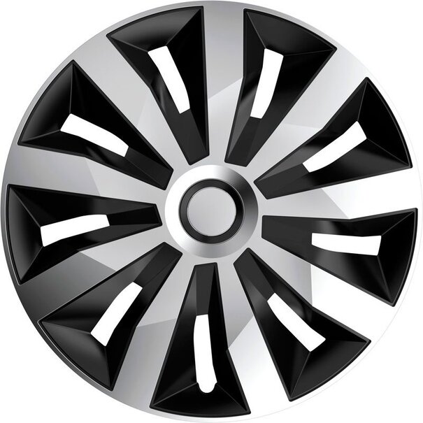 AutoStyle 4-Delige Wieldoppenset Penta 15-inch zilver/zwart