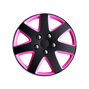 4-Delige Wieldoppenset Michigan 15-inch matzwart/roze