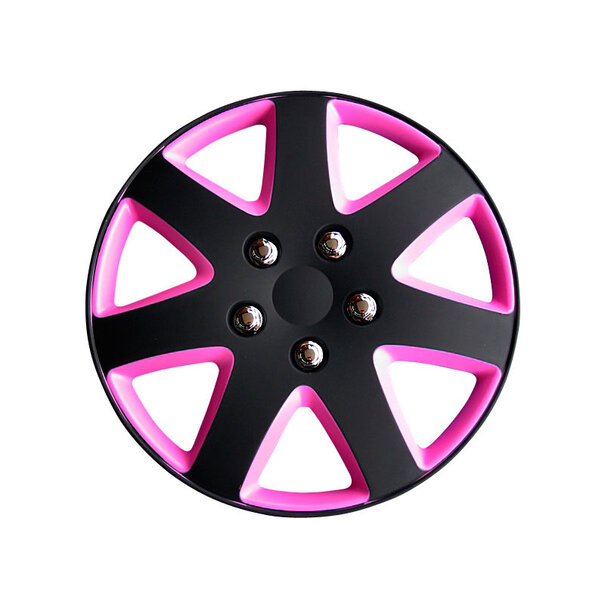 AutoStyle 4-Delige Wieldoppenset Michigan 15-inch matzwart/roze