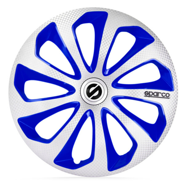 Sparco 4-Delige Sparco Wieldoppenset Sicilia 13-inch zilver/blauw/carbon