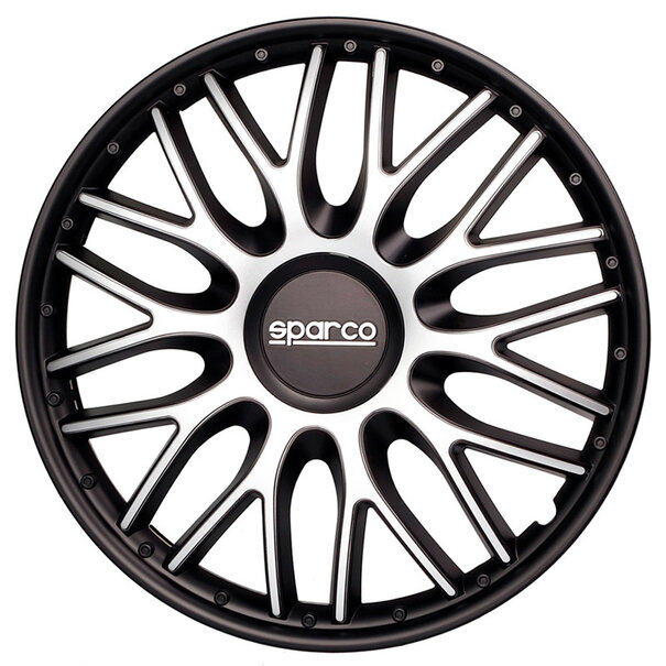 Sparco 4-Delige Sparco Wieldoppenset Roma 13-inch zilver/zwart