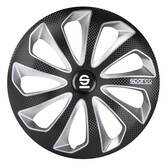 4-Delige Sparco Wieldoppenset Sicilia 14-inch zwart/zilver/carbon