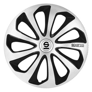 4-Delige Sparco Wieldoppenset Sicilia 14-inch zilver/zwart/carbon
