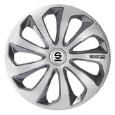 4-Delige Sparco Wieldoppenset Sicilia 14-inch zilver/grijs/carbon