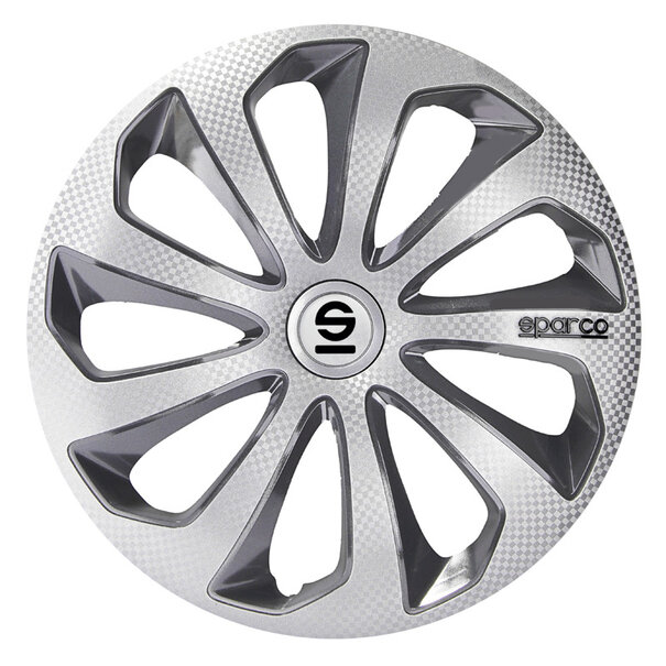 Sparco 4-Delige Sparco Wieldoppenset Sicilia 14-inch zilver/grijs/carbon