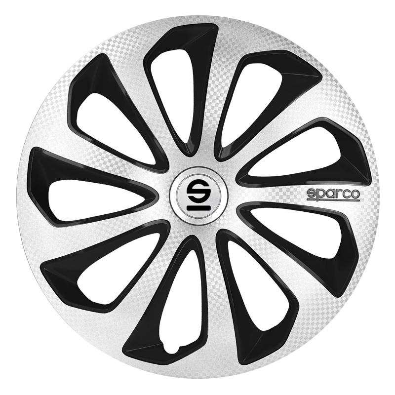 Sparco 4-Delige Sparco Wieldoppenset Sicilia 15-inch zilver/zwart/carbon