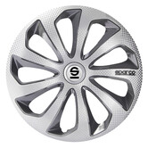 4-Delige Sparco Wieldoppenset Sicilia 15-inch zilver/grijs/carbon