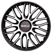 4-Delige Sparco Wieldoppenset Roma 16-inch zilver/zwart