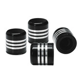 Simoni Racing Set ventielkapjes - Zwart + Aluminium Ringen