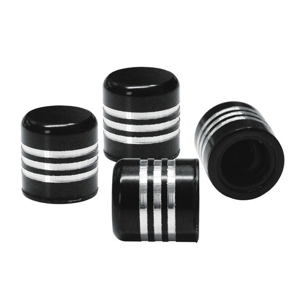 Simoni Racing Simoni Racing Set ventielkapjes - Zwart + Aluminium Ringen