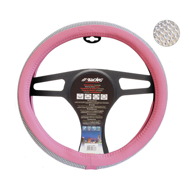 Simoni Racing Simoni Racing Stuurwielhoes Diamonds - 37-39cm - Roze Eco-Leder