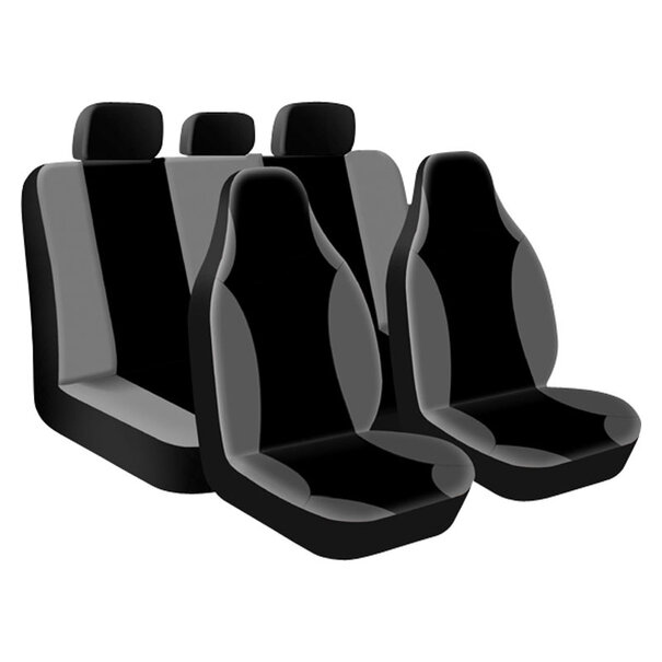 AutoStyle Stoelhoezenset 'Street Racer High' Zwart / Grijs (9-delig) (ook geschikt voor Side-Airbags)