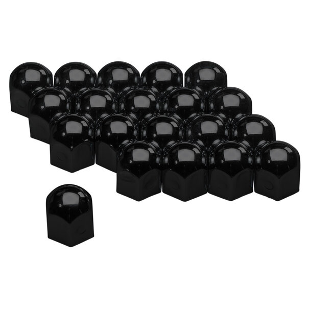 AutoStyle Set universele wielmoerkapjes - Zwart Staal - 17mm - set à 20 stuks