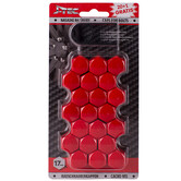 Set universele wielmoerkapjes - Rood Kunststof - 17mm - set à 20+1 stuks