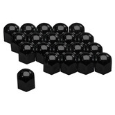 Set universele wielmoerkapjes - Zwart Staal - 19mm - set à 20 stuks