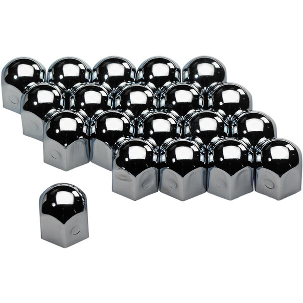 AutoStyle Set universele wielmoerkapjes - Chroom Staal - 19mm - set à 20 stuks