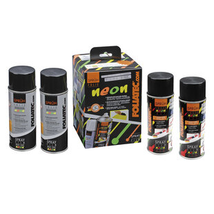 Foliatec Spray Film (Spuitfolie) NEON 4-delige Set - rood 2x400ml + basislaag 2x400ml