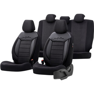 Universele Velours/Stoffen Stoelhoezenset 'Comfortline' Zwart - 11-delig - geschikt voor Side-Airbags