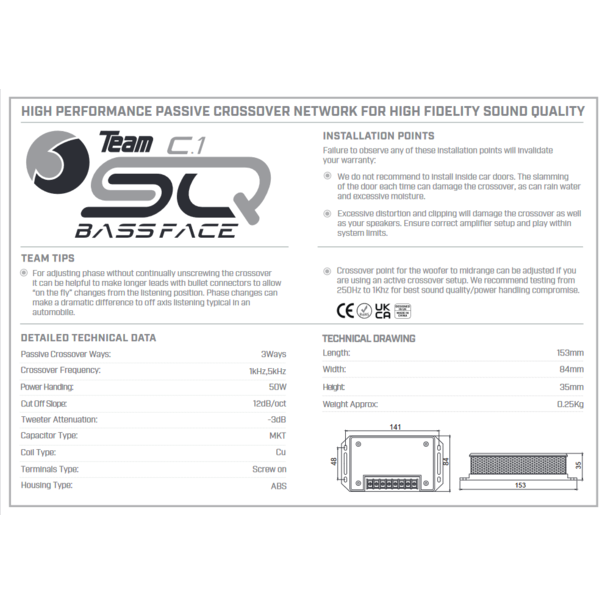 bass face Team SQC.1 Passive Crossover set van 2