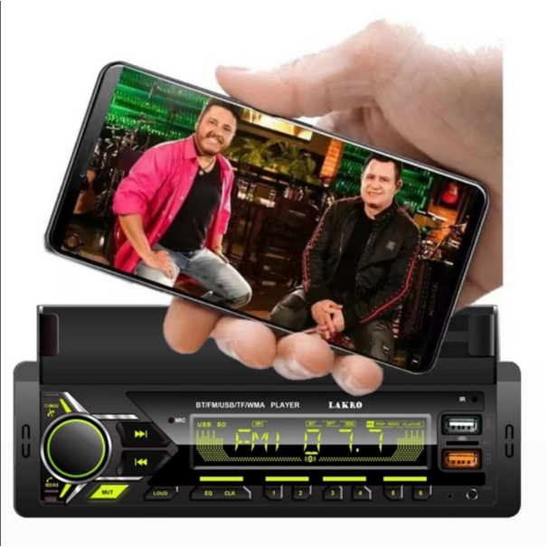 Lakro Bluetooth autoradio met telefoonhouder APP-USB-AUX-FM