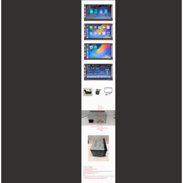 Lakro Wireless Apple Carplay & Android auto navigatie – autoradio 4x55W universeel 2-din