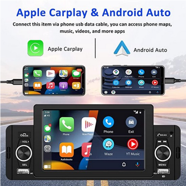 Autoradio - 1 DIN - Apple Carplay - Android Auto - Bluetooth - Usb -  Achteruitrijcamera - Lakro Autostyling en Audio
