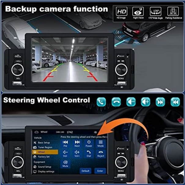 Lakro Autoradio - 1 DIN - Apple Carplay - Android Auto - Bluetooth - Usb - Achteruitrijcamera