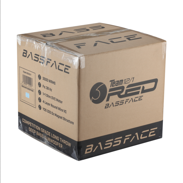 bass face TeamRED12/1 12" 30cm 2x2Ohm DVC 3500WRMS Wide Excursion Competition Subwoofer- Ported Enclosure