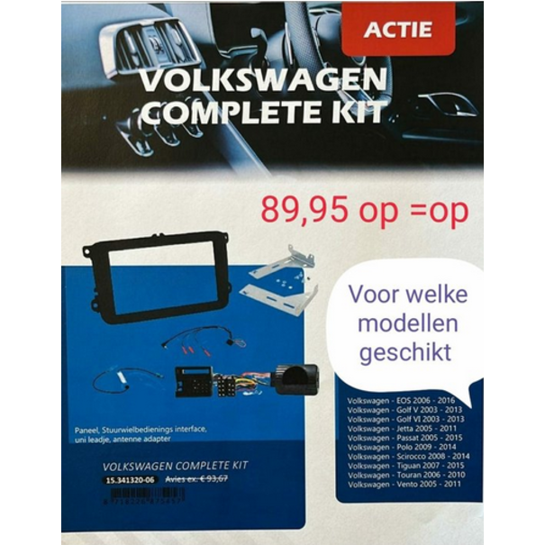 tcp volkswagen radio frame kit compleet incl stuurbedienings interface