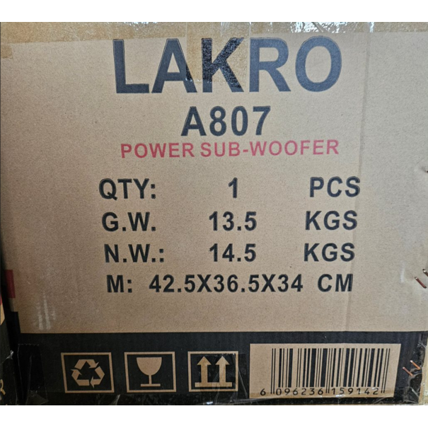 Lakro lakro active subwoofer 8inch 1800watt 350watt rms