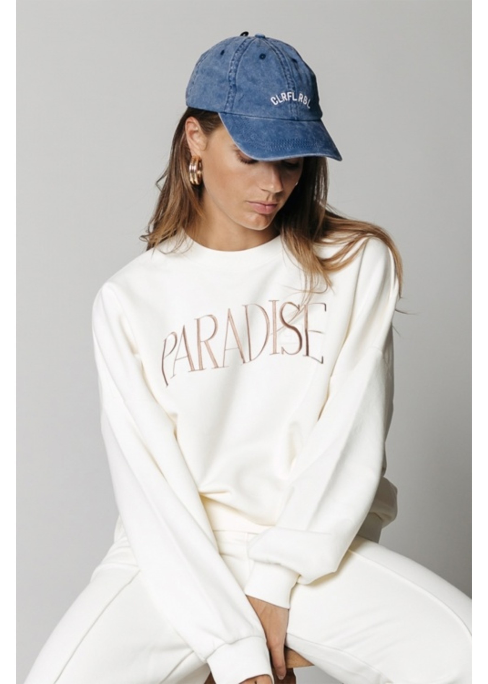 Colourful Rebel Paradise Dropped Shoulder Sweat Off White