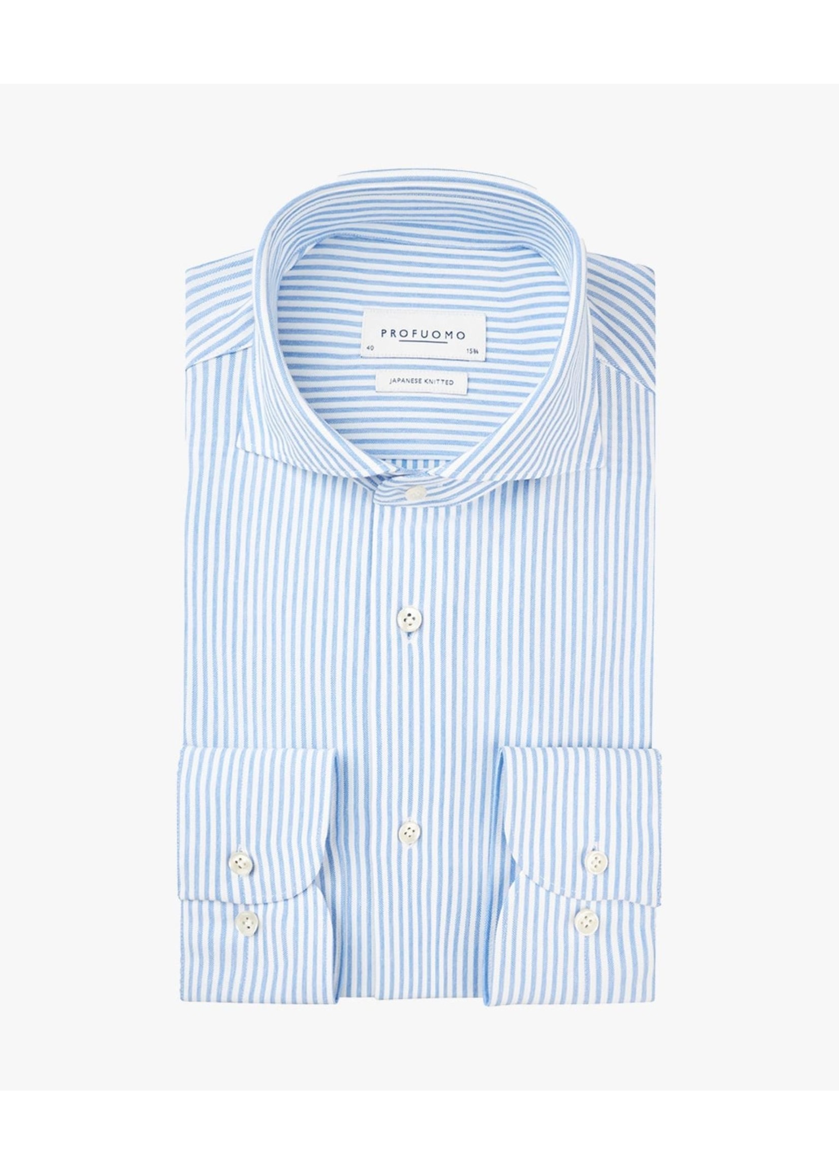Profuomo Japanese Knit Overhemd PP2HC10008 Blue Stripe