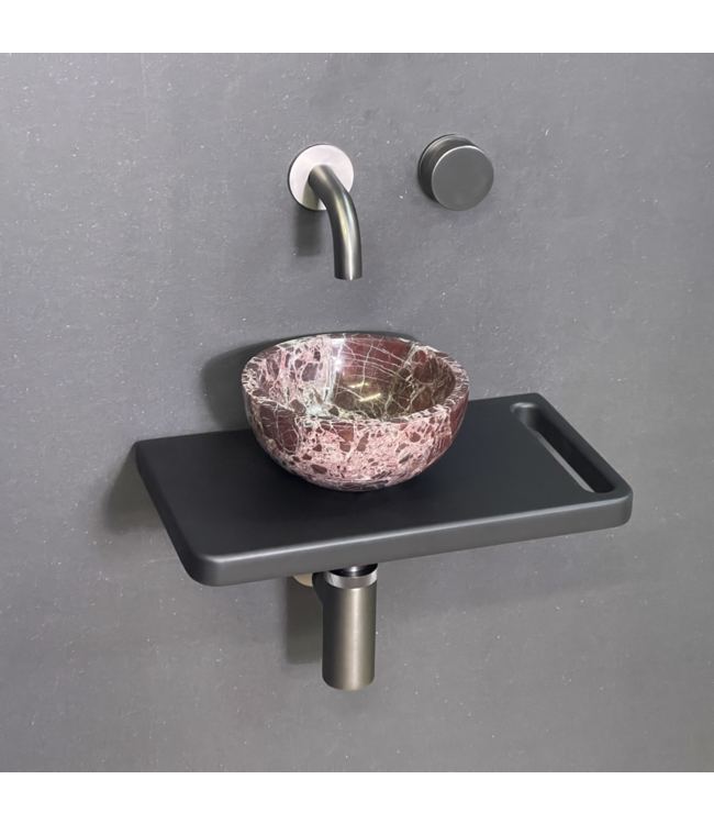 Como Fonteinset toilet Lecce met zwart kleur plank.