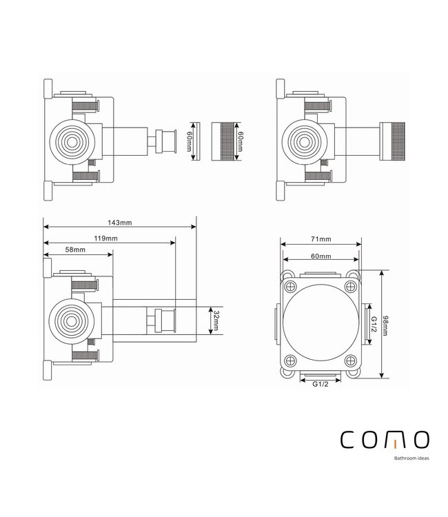 Como Inbouw toiletkraan Mood60 gunmetal