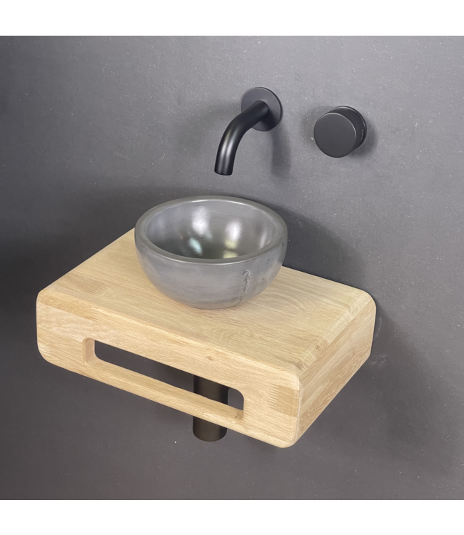 Como Fonteinset Mood 60 antraciet met eiken hout plank