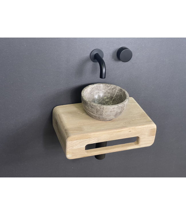 Como Fonteinset natuursteen Mood 60 emperador met eiken hout plank