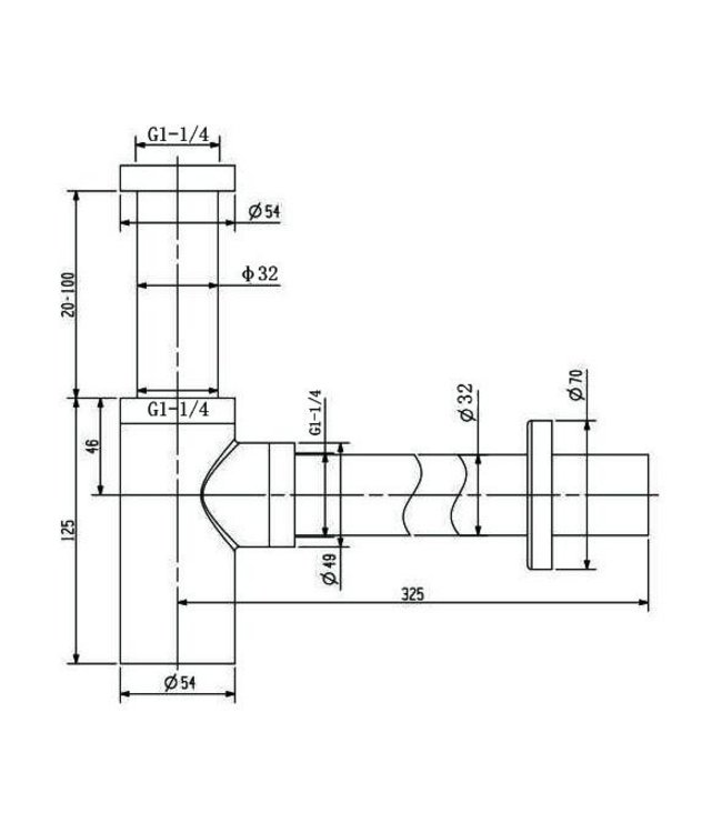 Como Mood 60 design sifon 1 1/4" mat zwart
