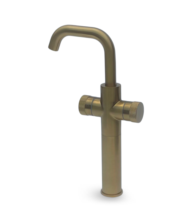 Como Mood 60 verhoogde wastafelkraan tweehendel messing goud PVD