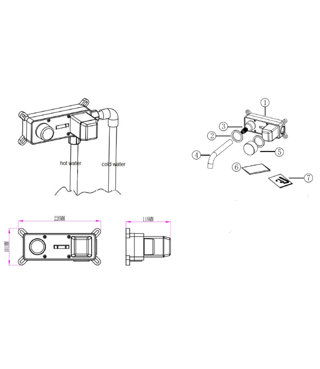 Como Inbouw wastafelkraan Mood 60 goud - messing - met vierkant uitloop