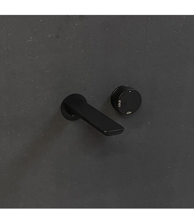 Como Wastafelkraan inbouw Mood 60 mat zwart met vierkant 21 cm uitloop