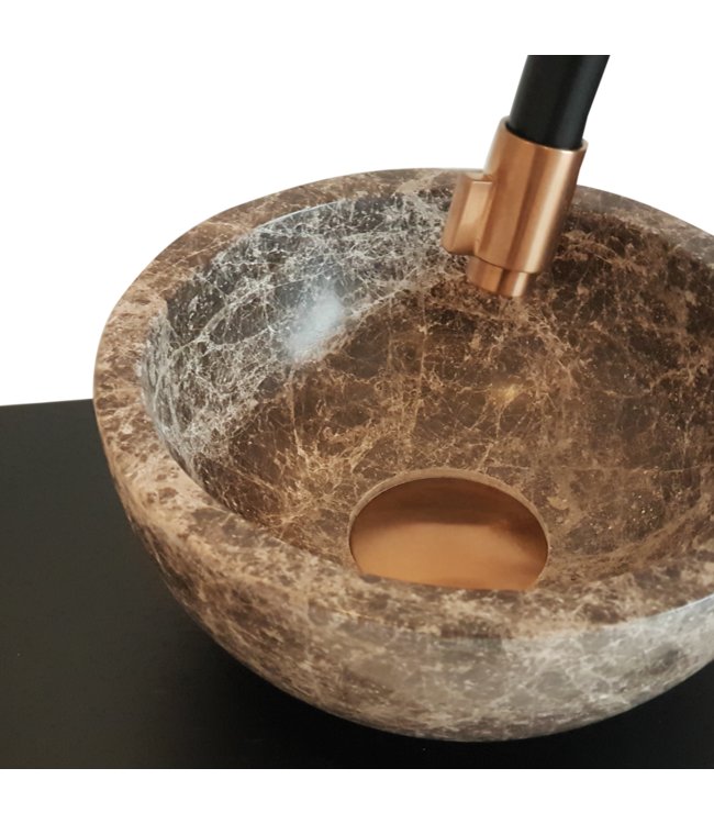 Como Mini fontein natuursteen waskom toilet met handdoekhouder zwart