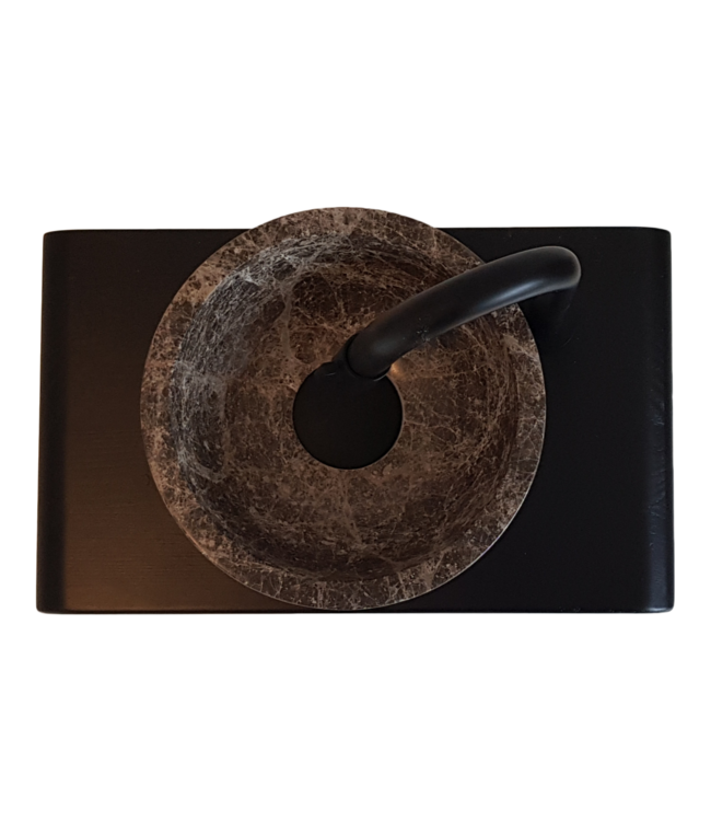 Como Mini fontein natuursteen waskom toilet met handdoekhouder zwart